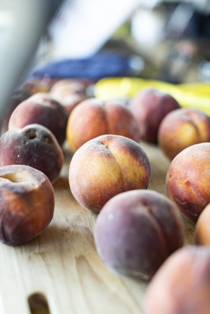 fresh peaches and jalapenos