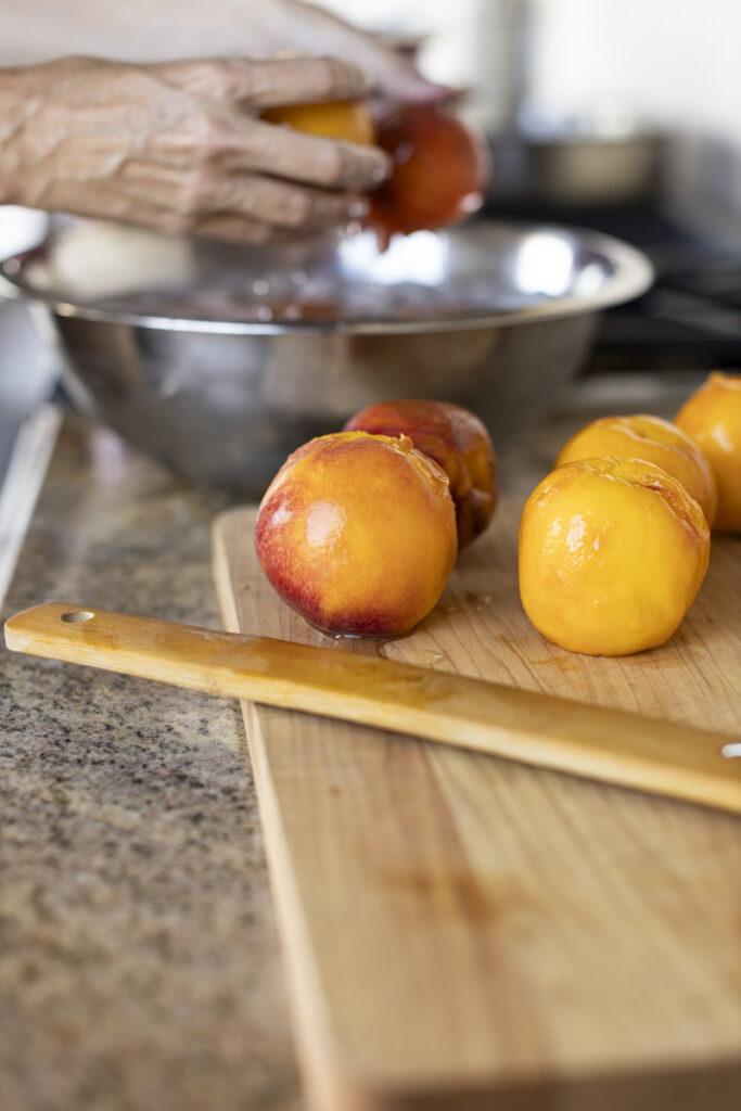 blanching peaches to remove skins