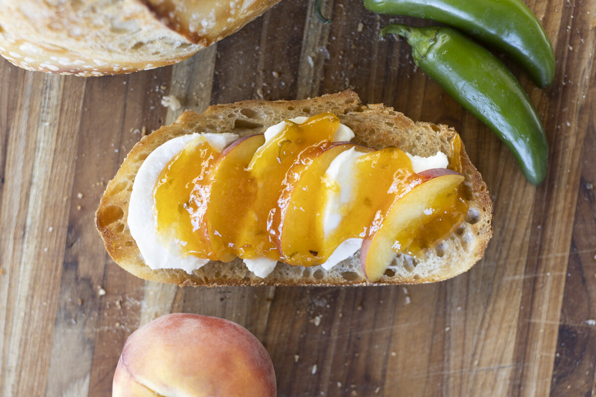 Peach Jalapeño Jam on sourdough toast