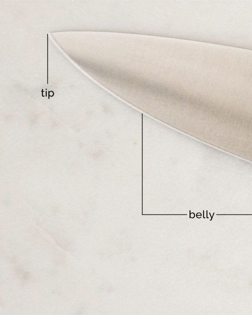 chef's knife tip and belly