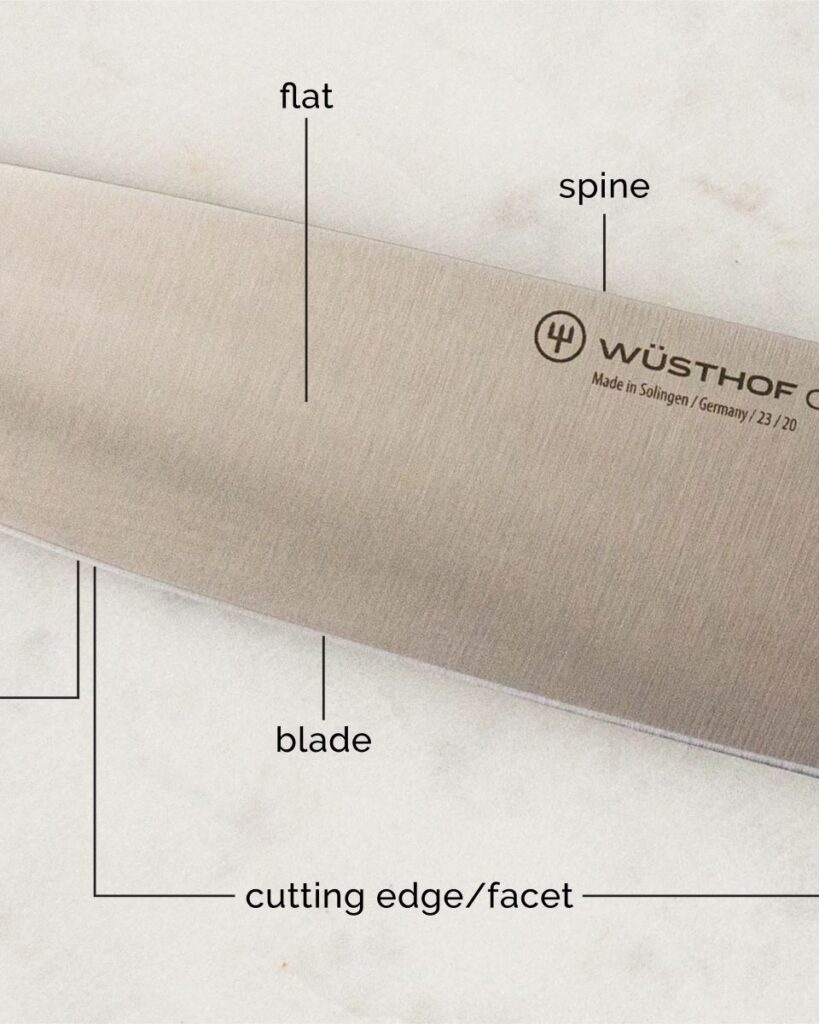 chef's knife spine and flat