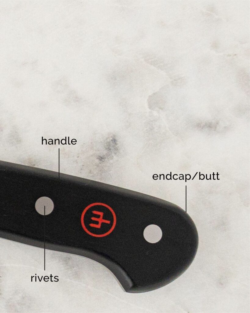 chef's knife handle and butt