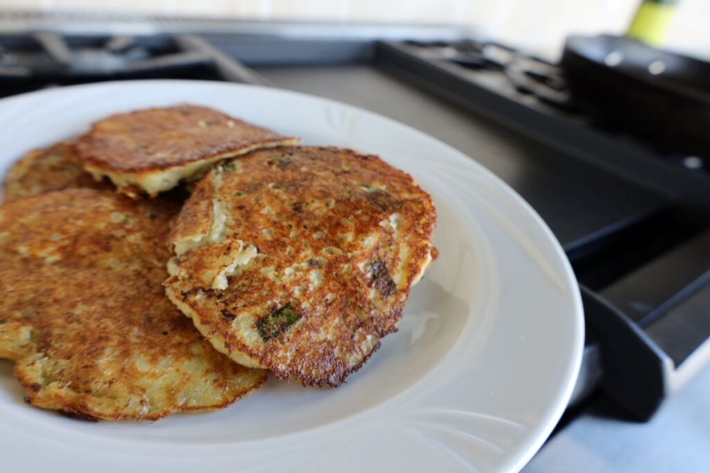 traditional Irish boxty on a white dinner plate